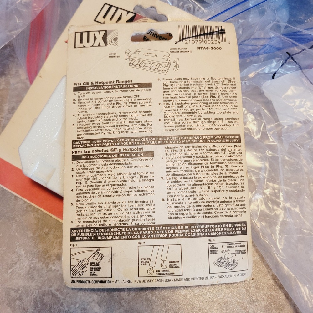 2 NIB‎ LUX Ceramic Installation Kit For GE & Hotpoint Ranges RTA6-2000 Universal - Picture 2 of 3